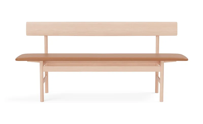 The Mogensen Bench by Fredericia in Leather Max 95, Cognac, Oak light oil – product photo