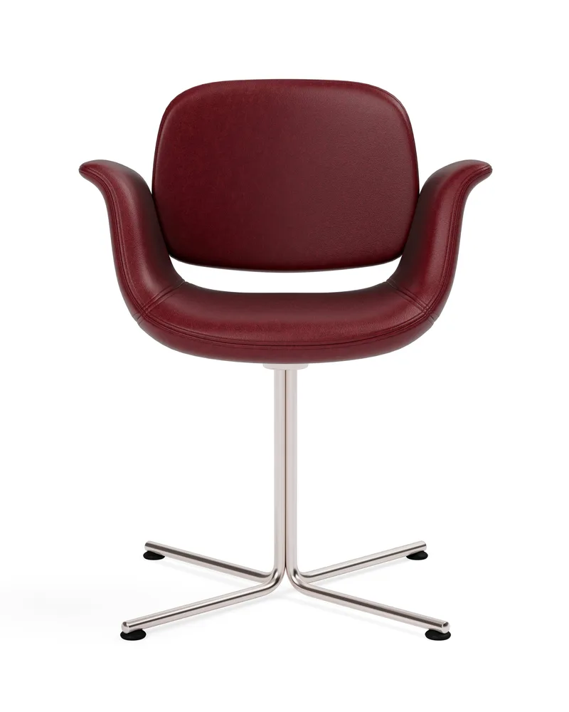 Flamingo Chair de Fredericia en Leather Max 93, Indian red, Brushed stainless steel – photo du produit