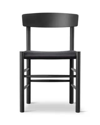 J39 Mogensen Chair Seat Upholstered van Fredericia in Black canvas, Beech black lacquer, FSC Mix 70% – productfoto 4 van 4