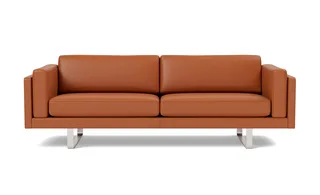 EJ280 Sofa, 3 seater, 240 cm by Fredericia in Leather Max 95, Cognac, Brushed chrome, sledge base (High) – product photo 4 of 4