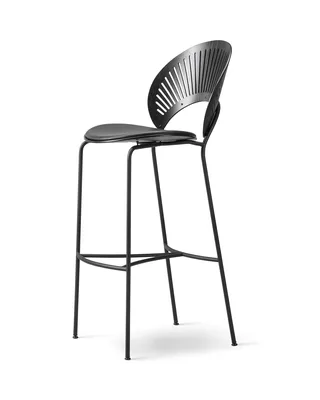 Trinidad Barstool Seat upholstered by Fredericia in Leather Primo 88, Black, Black ash, FSC Mix 70%, Black, smooth – product photo 1 of 2