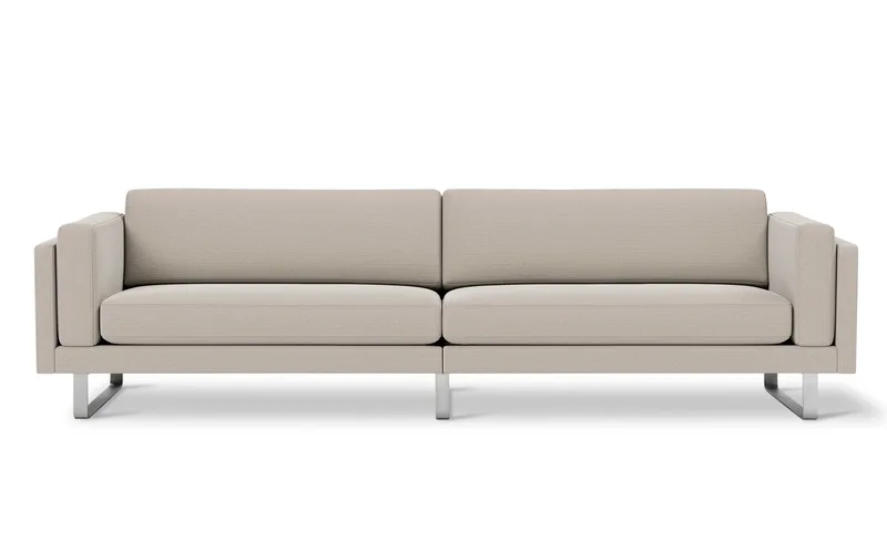 EJ280 Sofa, 3 seater, 280 cm van Fredericia in Erik 3790 Linen, Brushed chrome, sledge base (High) – productfoto