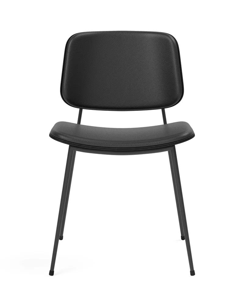 Søborg Metal Base Front upholstered van Fredericia in Leather Omni 301, Black, Oak black lacquer, FSC Mix 70%, Black – productfoto