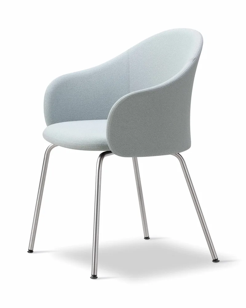 Gomo Armchair Tube Base by Fredericia in Mylla 811, Brushed stainless steel – product photo 1 of 2