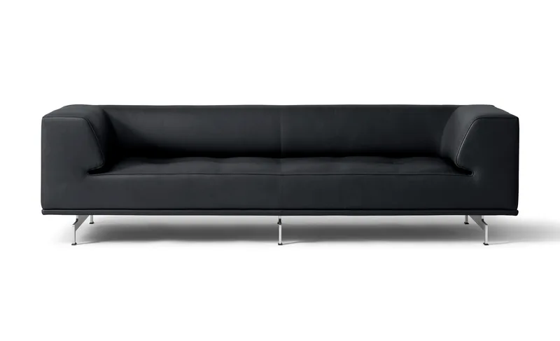 Delphi Sofa, 3 seater, 240cm by Fredericia in Leather Max 98, Black, Brushed aluminium – product photo 4 of 4