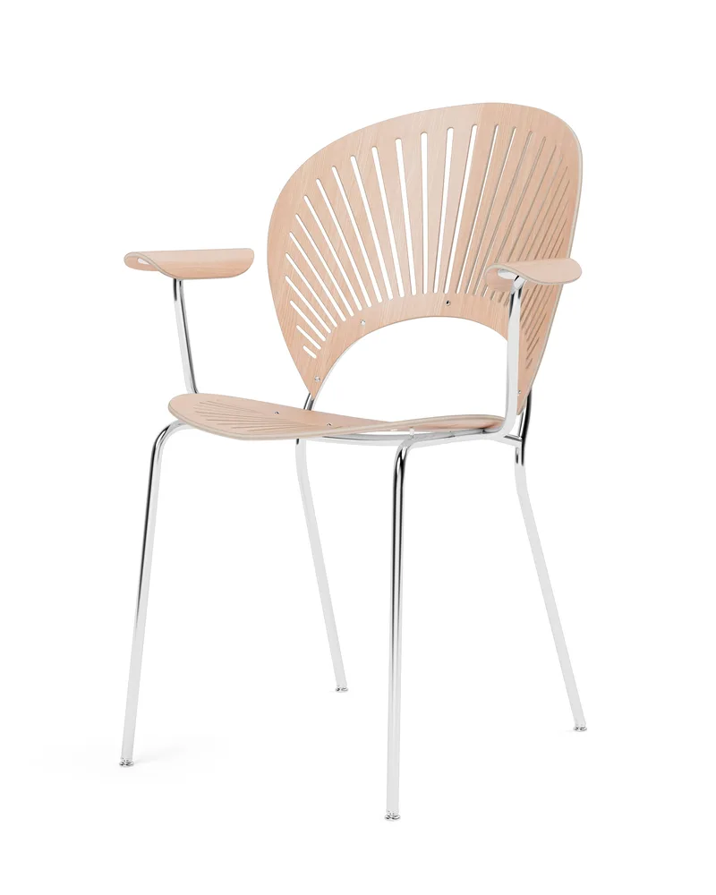 Trinidad Armchair by Fredericia in Oak lacquer, FSC Mix 70%, Chrome – product photo 1 of 4