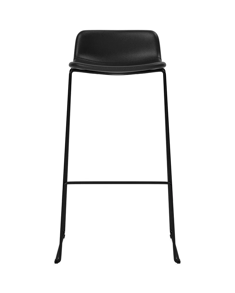 Pato Stool by Fredericia in Leather Omni 301, Black, Black, Sh 78 cm – product photo