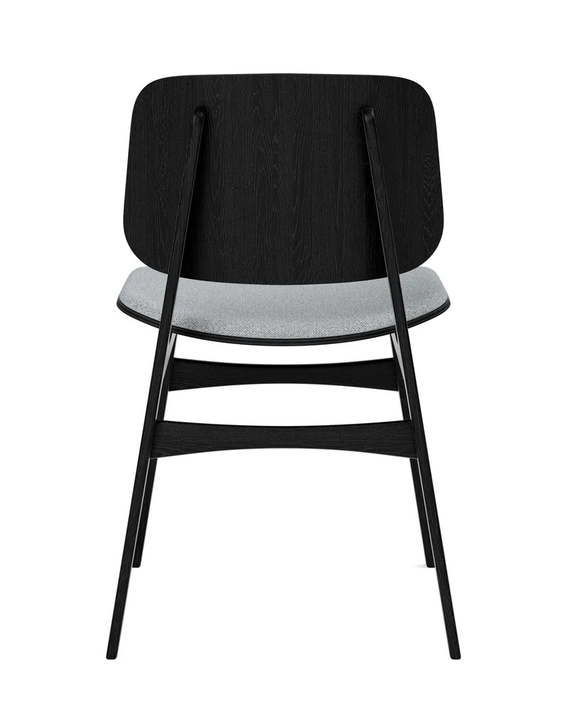 Søborg Wood Base Seat upholstered by Fredericia in Hallingdal 130, Oak black lacquer, FSC Mix 70% – product photo 2 of 4