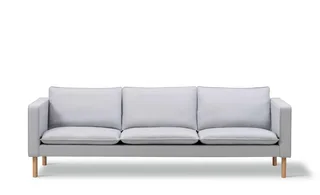 Jota Sofa on Legs, 3-pers., 231 cm by Fredericia in Twillwool 1001, Oak light oil, FSC Mix 70%, Arm cushions not included – product photo 3 of 3