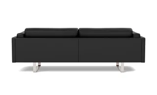 EJ280 Sofa, 3 seater, 240 cm by Fredericia in Leather Omni 301, Black, Brushed chrome, sledge base (High) – product photo 3 of 4