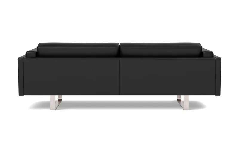 EJ280 Sofa, 3 seater, 240 cm by Fredericia in Leather Omni 301, Black, Brushed chrome, sledge base (High) – product photo 3 of 4