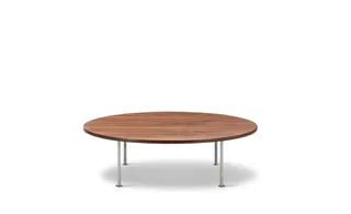 Wegner Ox Table Ø120 by Fredericia in Walnut oil, Brushed stainless steel, 35 cm – product photo 2 of 2