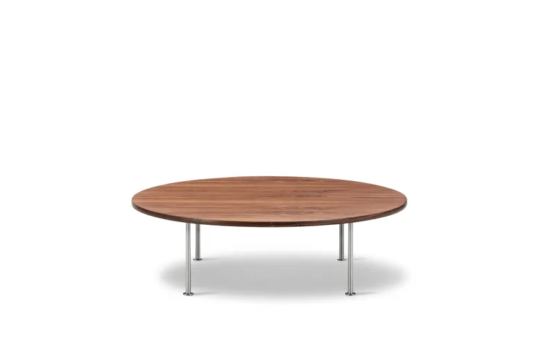Wegner Ox Table Ø120 by Fredericia in Walnut oil, Brushed stainless steel, 35 cm – product photo 2 of 2