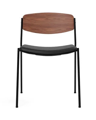 Lynderup Chair Seat upholstered by Fredericia in Leather Omni 301, Black, Walnut lacquer, FSC Mix 70%, Black lacquer – product photo 4 of 4
