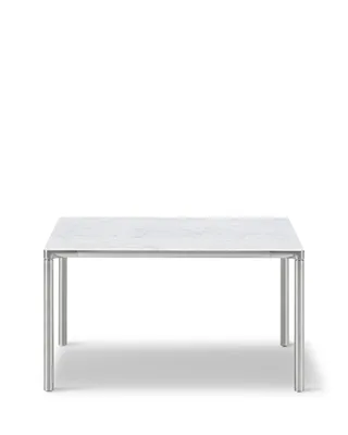 Piloti Alu, 75x75 cm van Fredericia in White Carrara, Brushed aluminium, 41 cm – productfoto 4 van 4