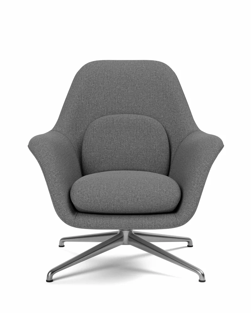Swoon Lounge Petit Swivel base de Fredericia en Sunniva 242, Swivel base polished aluminium – photo du produit 4 sur 4