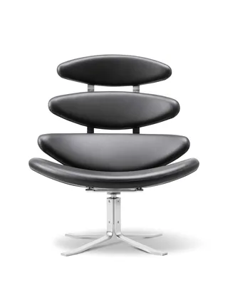 Corona Chair by Fredericia in Leather Omni 301, Black, Brushed steel – product photo 4 of 4
