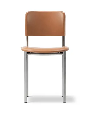 Plan Chair Fully Upholstered de Fredericia en Leather Max 95, Cognac, Brushed steel – photo du produit 4 sur 4