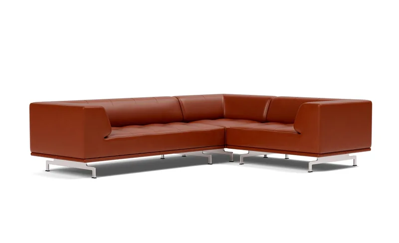 Delphi Elements - Configuration D von Fredericia in Leather Cera 905, Russet brown, Brushed aluminium – Produktfoto 1 von 4