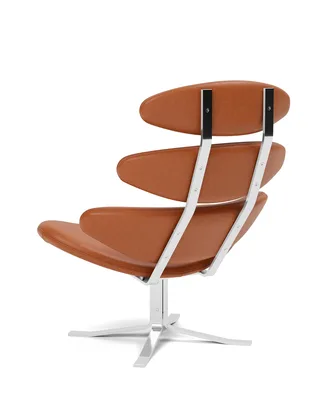 Corona Chair by Fredericia in Leather Max 95, Cognac, Brushed steel – product photo 3 of 4