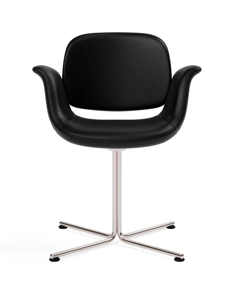 Flamingo Chair by Fredericia in Leather Max 98, Black, Brushed stainless steel – product photo