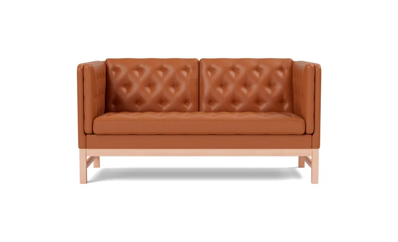 EJ315 Sofa, 2 seater, 153 cm by Fredericia in Leather Max 95, Cognac, Oak light oil – product photo
