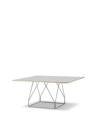 JG Table, 140x140 cm de Fredericia en Grey linoleum / Vapour 4177, Brushed stainless steel, Natural ash – photo du produit 1 sur 2