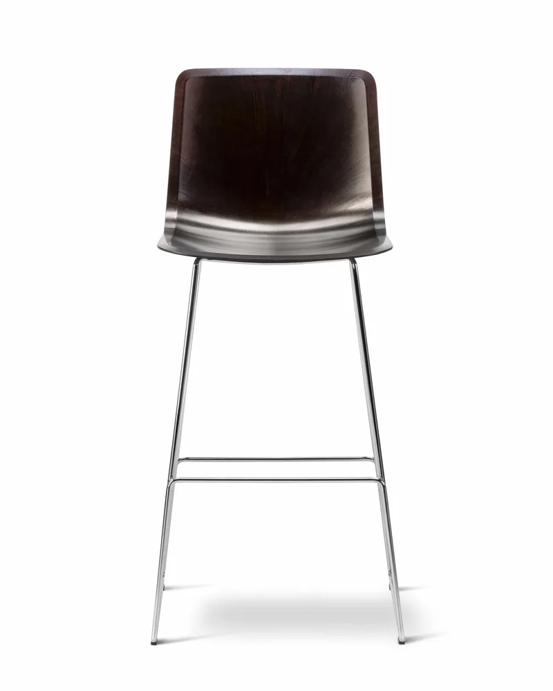 Pato Paper Sledge Barstool by Fredericia in Papershell w/black screws, FSC Mix 70%, Chrome, Sh 77 cm – product photo 4 of 4