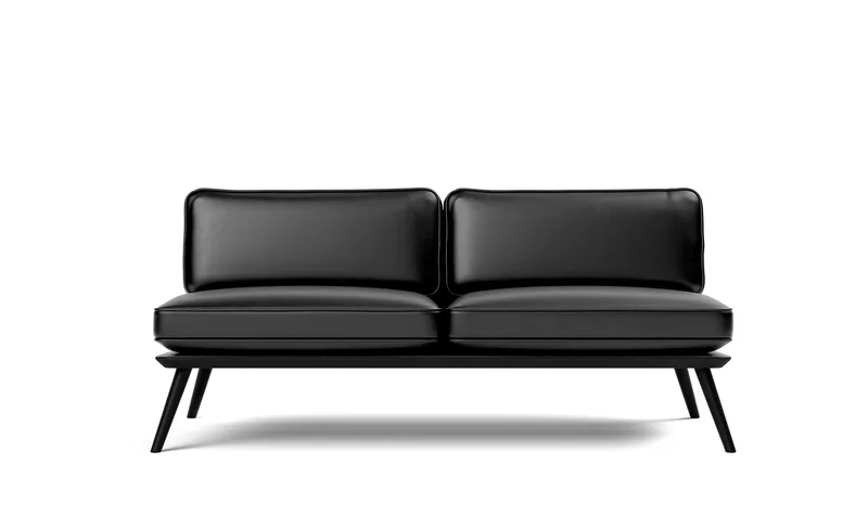 Spine Lounge Suite Sofa, 2 seater, 160 cm de Fredericia en Leather Primo 88, Black, Black ash, FSC Mix 70% – photo du produit