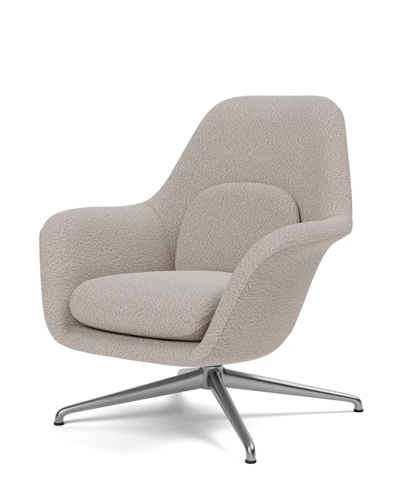Swoon Lounge Petit Swivel base van Fredericia in Elle 230, Swivel base polished aluminium – productfoto 1 van 4