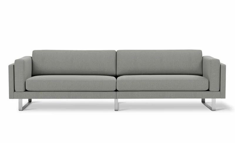 EJ280 Sofa, 3 seater, 280 cm van Fredericia in Re-Wool 128, Brushed chrome, sledge base (High) – productfoto