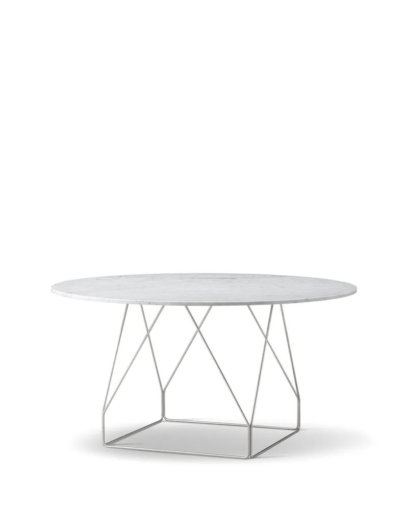 JG Table, Ø140 cm by Fredericia in White Carrara, Brushed stainless steel, None – product photo 1 of 2