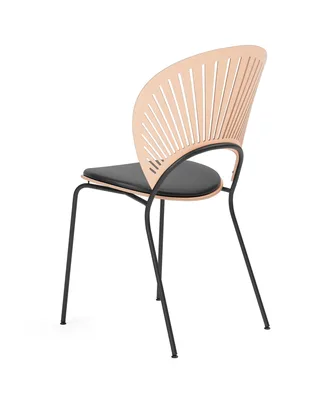 Trinidad Chair Seat upholstered de Fredericia en Leather Omni 301, Black, Beech, lacquer, FSC Mix 70%, Black, smooth – photo du produit 3 sur 4