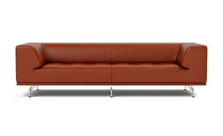 Delphi Sofa, 3 seater, 240cm van Fredericia in Leather Cera 905, Russet brown, Brushed aluminium – productfoto 4 van 4