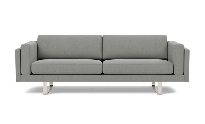 EJ280 Sofa, 3 seater, 240 cm van Fredericia in Re-Wool 128, Brushed chrome, sledge base (High) – productfoto 4 van 4