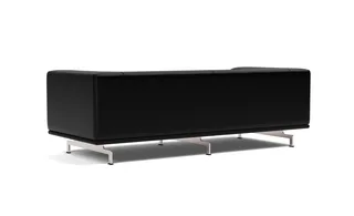Delphi Sofa, 2 seater, 205 cm von Fredericia in Leather Max 98, Black, Brushed aluminium – Produktfoto 3 von 4
