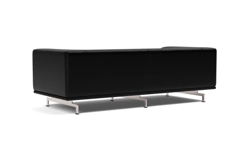 Delphi Sofa, 2 seater, 205 cm von Fredericia in Leather Max 98, Black, Brushed aluminium – Produktfoto 3 von 4