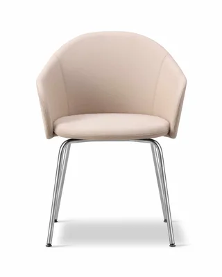 Gomo Armchair Tube Base van Fredericia in Blazer CUZ47 Fairfield, Brushed stainless steel – productfoto 4 van 4