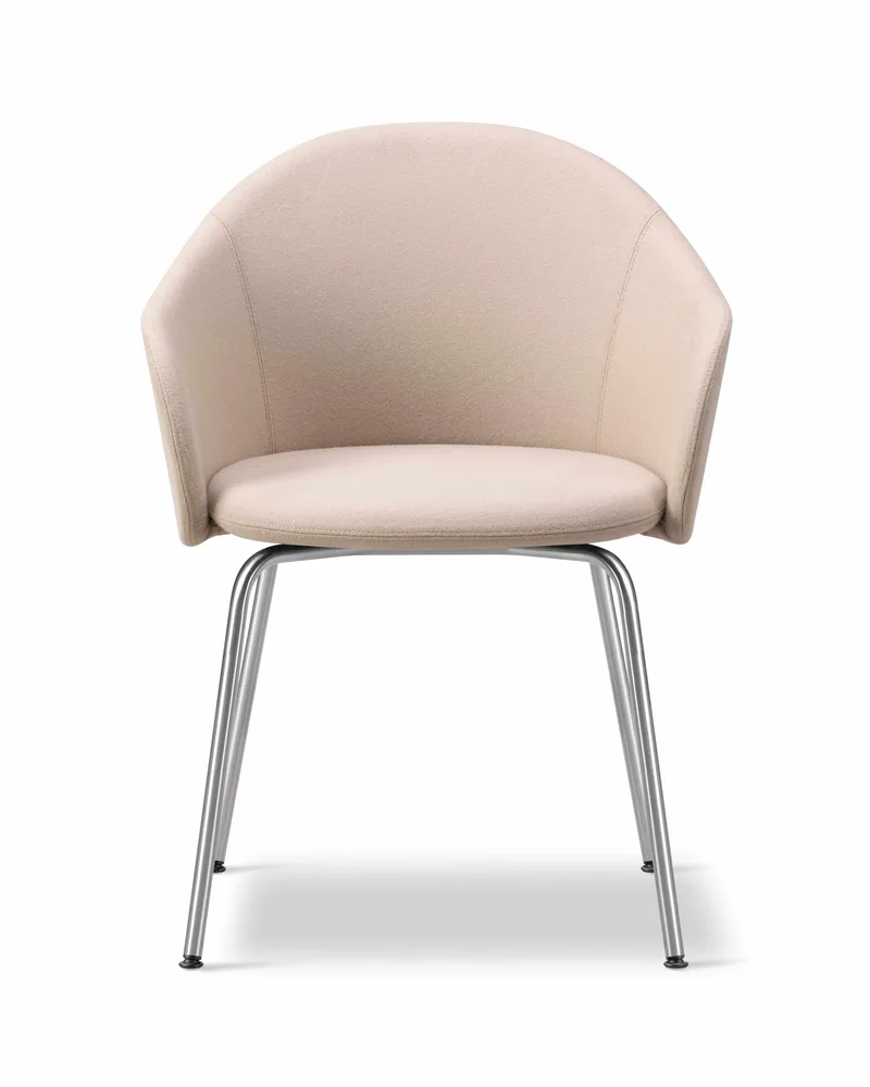 Gomo Armchair Tube Base van Fredericia in Blazer CUZ47 Fairfield, Brushed stainless steel – productfoto 4 van 4