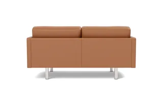 EJ220 Sofa, 2 seater, 163 cm de Fredericia en Leather Max 95, Cognac, Brushed chrome, round legs – photo du produit 2 sur 4