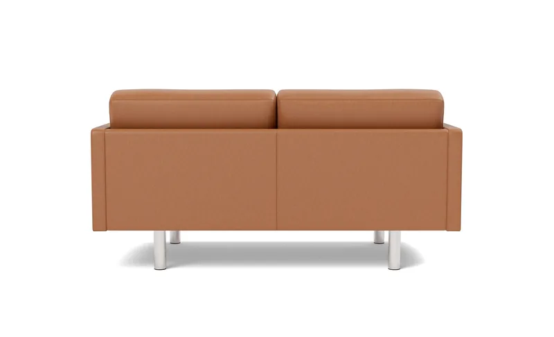 EJ220 Sofa, 2 seater, 163 cm de Fredericia en Leather Max 95, Cognac, Brushed chrome, round legs – photo du produit 2 sur 4
