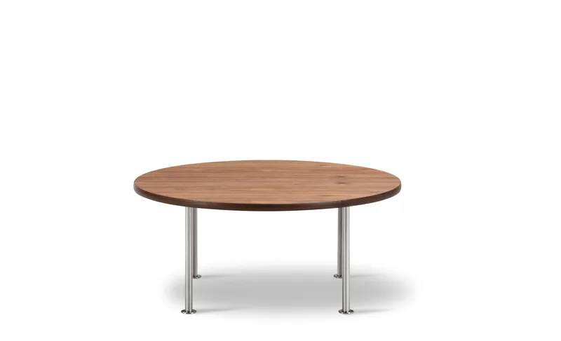 Wegner Ox Table Ø80 by Fredericia in Walnut oil, Brushed stainless steel, 35 cm – product photo 2 of 2