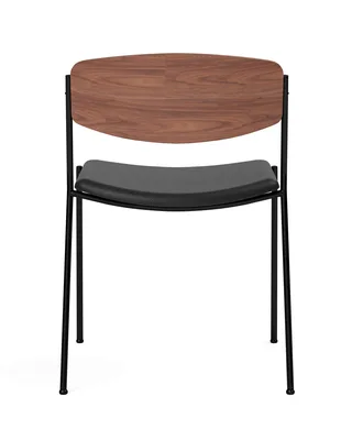 Lynderup Chair Seat upholstered by Fredericia in Leather Omni 301, Black, Walnut lacquer, FSC Mix 70%, Black lacquer – product photo 2 of 4
