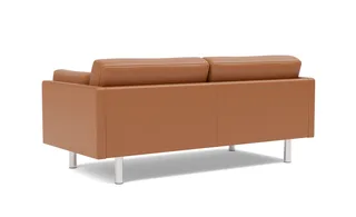 EJ220 Sofa, 2½ seater, 185 cm by Fredericia in Leather Max 95, Cognac, Brushed chrome, round legs – product photo 3 of 4