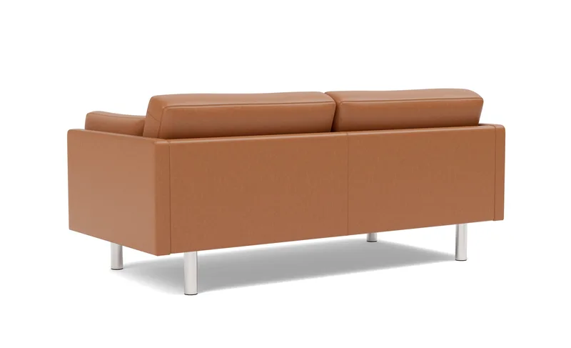 EJ220 Sofa, 2½ seater, 185 cm by Fredericia in Leather Max 95, Cognac, Brushed chrome, round legs – product photo 3 of 4