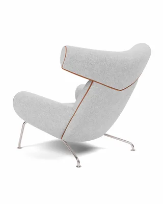 Wegner Ox Chair van Fredericia in Hallingdal 116, Leather Max 95, Cognac, Brushed stainless steel – productfoto 3 van 4