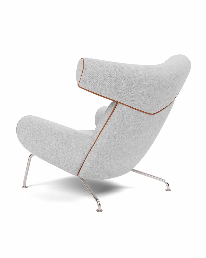 Wegner Ox Chair van Fredericia in Hallingdal 116, Leather Max 95, Cognac, Brushed stainless steel – productfoto 3 van 4