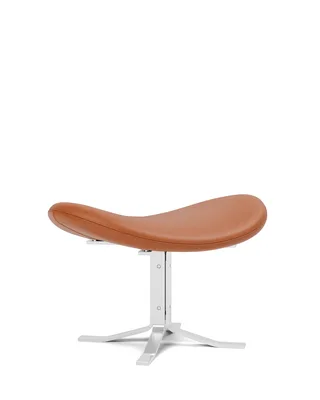 Corona Ottoman van Fredericia in Leather Max 95, Cognac, Brushed steel – productfoto 2 van 3