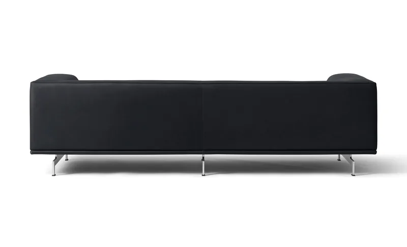 Delphi Sofa, 3 seater, 240cm by Fredericia in Leather Max 98, Black, Brushed aluminium – product photo 2 of 4