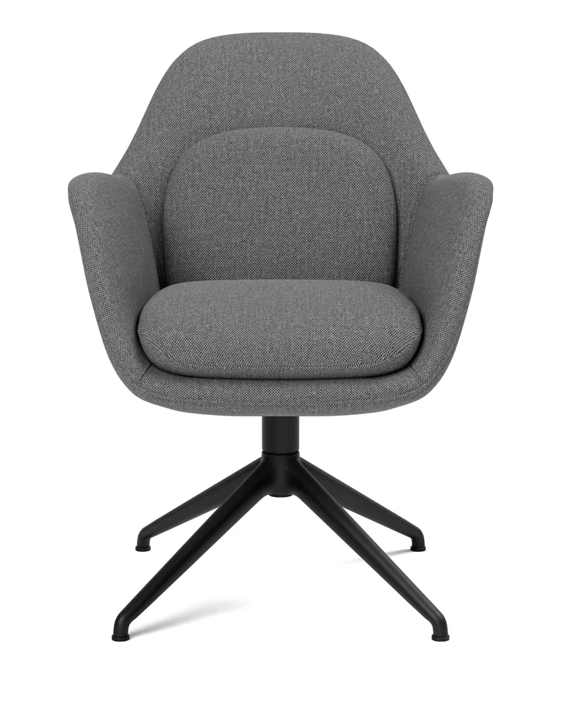 Swoon Dining Armchair Swivel Base by Fredericia in Sunniva 242, Swivel base polished aluminium – product photo